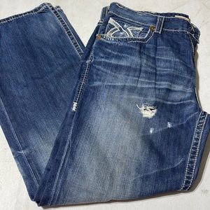 Big Star Pioneer Men's Destressed Straight Jean Broke In Comfort Embroidered 38R